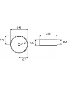 Vasque ronde noire à poser sans trou JEY-M 35,5x35,5x 12 cm