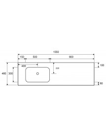 Grand lavabo double sans trou à encastrer SPACE en solid surface 155x46x16 cm Grand lavabo double sans trou à encastrer SPACE en solid surface 155x46x16 cm