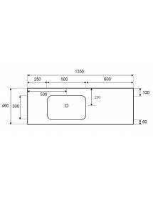Grand lavabo sans trou à encastrer SPACE en solid surface 135x46x16 cm