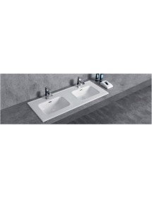 Lavabo double en céramique à encastrer 120,5x47x18 cm
