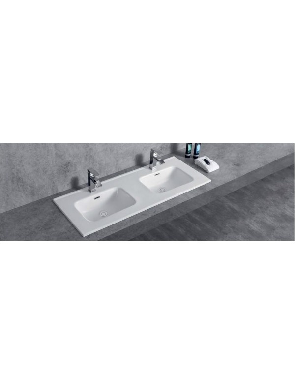 Lavabo double en céramique à encastrer 120,5x47x18 cm Lavabo double en céramique à encastrer 120,5x47x18 cm