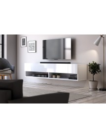 Meuble TV à suspendre DERBY 140 blanc brillant 140x32,8x31 cm