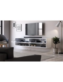 Meuble TV à suspendre DERBY 140 blanc brillant 140x32,8x31 cm