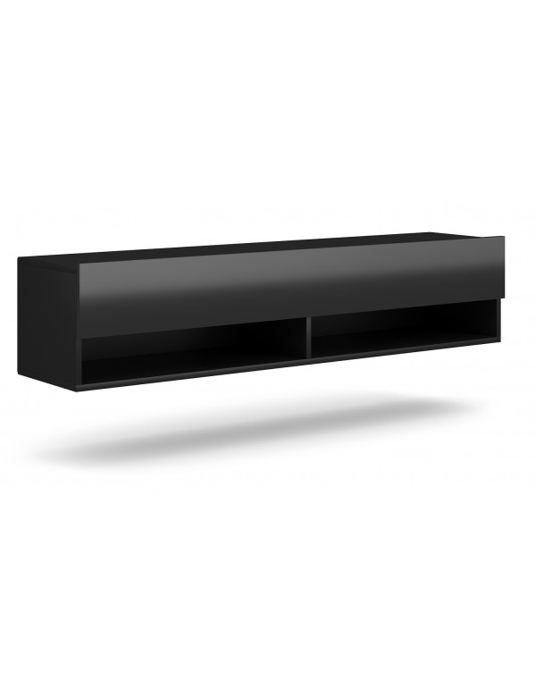 Meuble TV à suspendre DERBY 140 noir brillant 140x32,8x31 cm