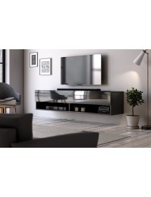 Meuble TV à suspendre DERBY 140 noir brillant 140x32,8x31 cm
