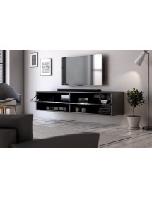 Meuble TV à suspendre DERBY 140 noir brillant 140x32,8x31 cm