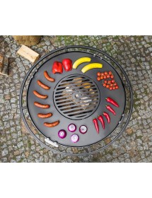 Plaque de cuisson avec grille pour braséro en acier