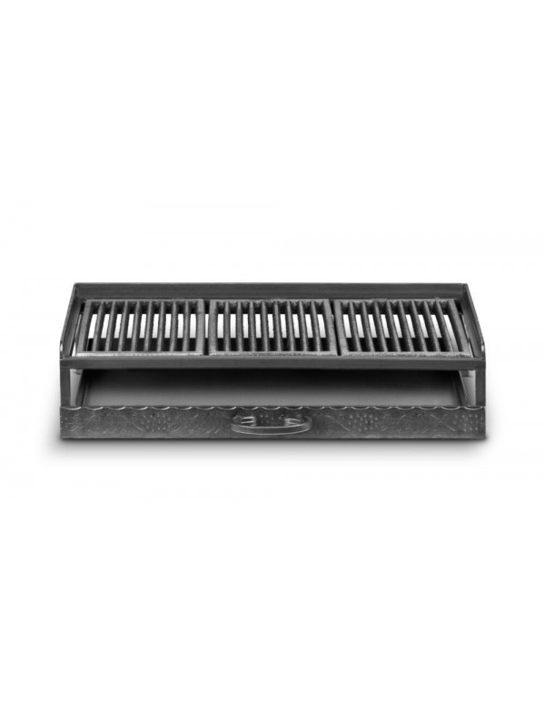 Grille de foyer en fonte avec bac à cendres 52x31x12 cm
