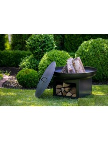 Brasero de jardin FATAPERA 70 cm avec range bois en acier
