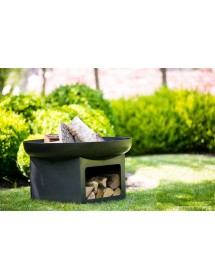 Brasero de jardin FATAPERA 80 cm avec range bois en acier