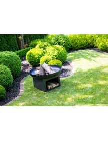 Brasero de jardin FATAPERA 80 cm avec range bois en acier