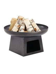 Brasero de jardin FATANA 70 cm en acier avec range bois