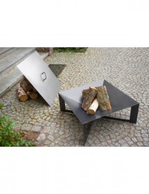 Brasero de jardin carré CUBA 80x80 cm en acier