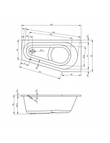 Baignoire d'angle gauche acrylique RIHO DELTA 150x80 cm