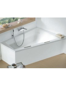 Grande baignoire d'angle gauche acrylique RIHO DOPPIO 180x130 cm avec 2 poignées intégrées