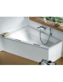 Grande baignoire d'angle droite acrylique RIHO DOPPIO 180x130 cm avec 2 poignées intégrées