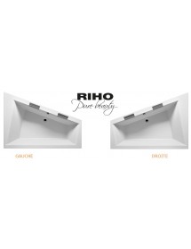 Grande baignoire d'angle droite acrylique RIHO DOPPIO 180x130 cm avec 2 poignées intégrées