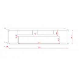 Meuble TV avec LED à suspendre ROB coloris noir chêne 160x35x38,7 cm