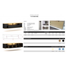 Meuble TV avec LED à suspendre ROB coloris noir chêne 160x35x38,7 cm