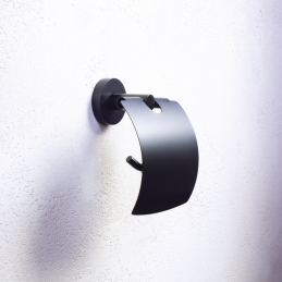 Dérouleur papier toilette avec cache DARK en laiton noir 14x 15,5x 8cm
