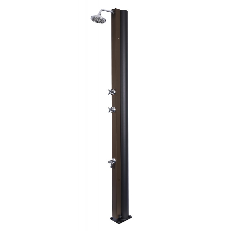 Douche de piscine solaire marron rustique avec rince pieds 30L