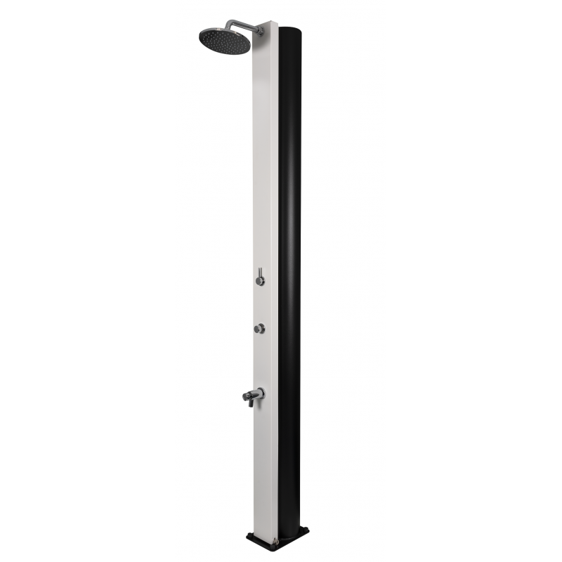 Douche de jardin solaire PULSATE blanche avec rince pieds temporisé 40L