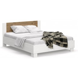 Lit pour adulte 2 places MARKOS 180x85x200 cm avec sommier et lattes en chêne sonoma et blanc