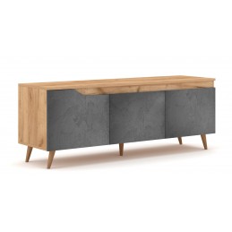 Meuble TV à pose libre TURE coloris chêne et gris 140x40x52 cm