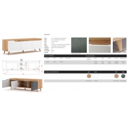 Meuble TV à pose libre TURE coloris chêne et gris 140x40x52 cm
