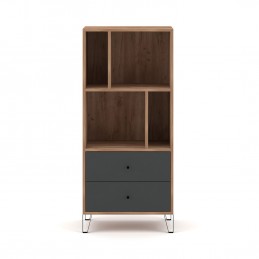 Bibliothèque BILBAO coloris chêne et gris mat 63,4 x40 x 135,2 cm