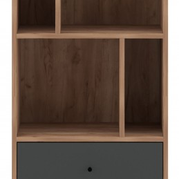 Bibliothèque BILBAO coloris chêne et gris mat 63,4 x40 x 135,2 cm