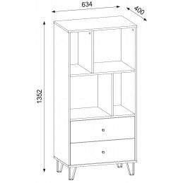 Bibliothèque BILBAO coloris chêne et gris mat 63,4 x40 x 135,2 cm