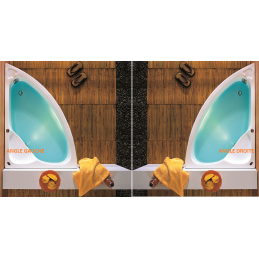 Baignoire d'angle avec châssis en acrylique lucite KONCHILI 125x90x33 cm