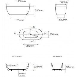 Baignoire îlot blanche DANAE 150x75 x59cm