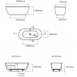 Baignoire îlot noire DANAE 160x75 x59cm