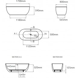 Baignoire îlot noire DANAE 170x80 x59cm