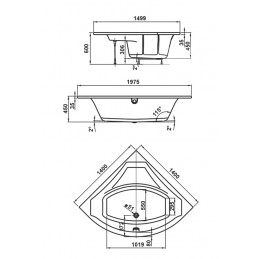 Baignoire d’angle VERONETSI 140x140 x45cm