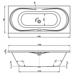 Baignoire acrylique BRIAINA 170 170x75 x43 cm
