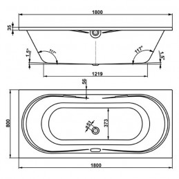 Baignoire acrylique BRIAINA 180 180x80 x43 cm