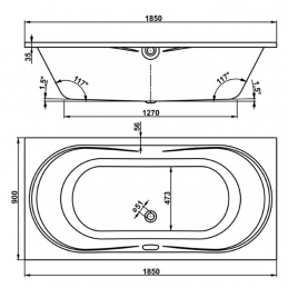 Grande baignoire acrylique BRIAINA 185 185x90 x43 cm