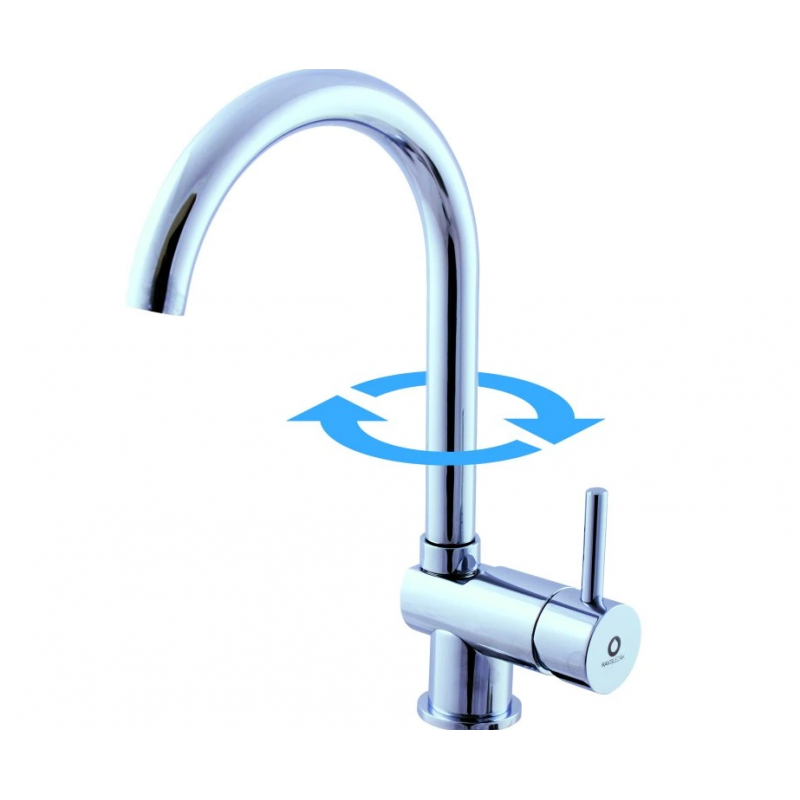 Mitigeur évier basse pression orientable en laiton chromé H. 32,8 cm