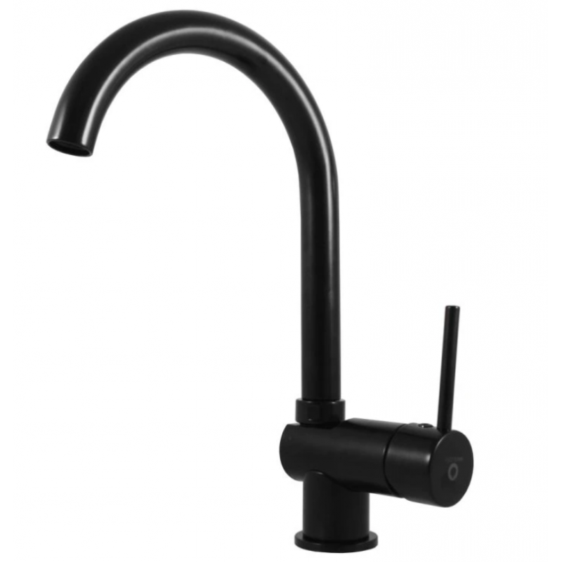 Mitigeur évier basse pression orientable en laiton noir mat H. 32,8 cm