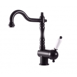 Mitigeur évier rétro basse pression orientable en laiton noir mat H. 25,6 cm