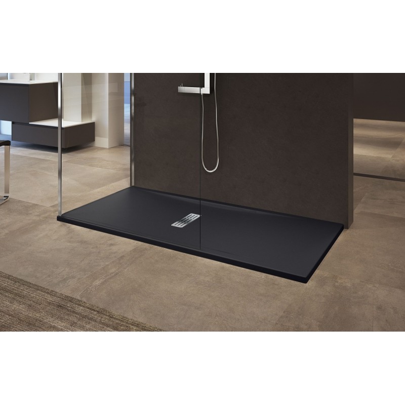 Receveur de douche noir ultraplat recoupable NOVELLINI CUSTOM 120x80 cm - H 3,5 cm
