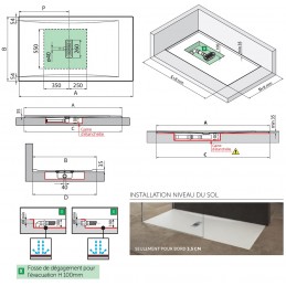 Receveur de douche blanc ultraplat recoupable NOVELLINI CUSTOM 120x100 cm - H 3,5 cm