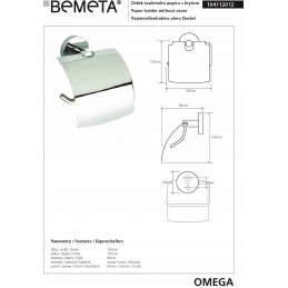 Dérouleur papier toilette OMEGA laiton chromé 14,5x15,5x9 cm