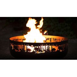 Brasero de jardin FOREST décoré forêt en acier Ø80 cm