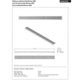 Grille KARE pour caniveau de douche 80 cm en acier inoxydable