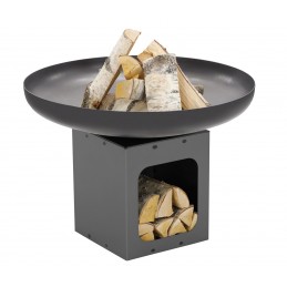 Brasero de jardin TONO 70 cm avec range bois en acier