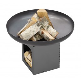 Brasero de jardin TONO 70 cm avec range bois en acier